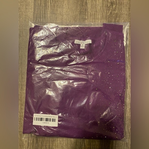 NEW - Catalog Favorites Embellished Purple Bling Sweater. Medium. - Picture 2 of 5